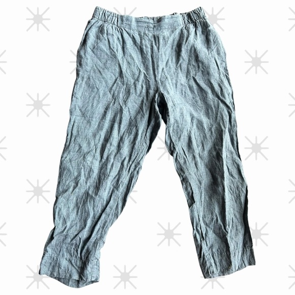 Flax Blue/ Gray Linen Pants Size Large - Picture 1 of 5